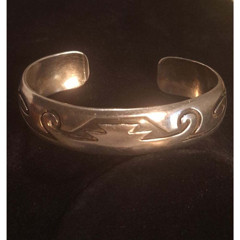 Sterling Silver Thunderbird Cuff Bracelet 28g Tested 925 Southwest Scroll
